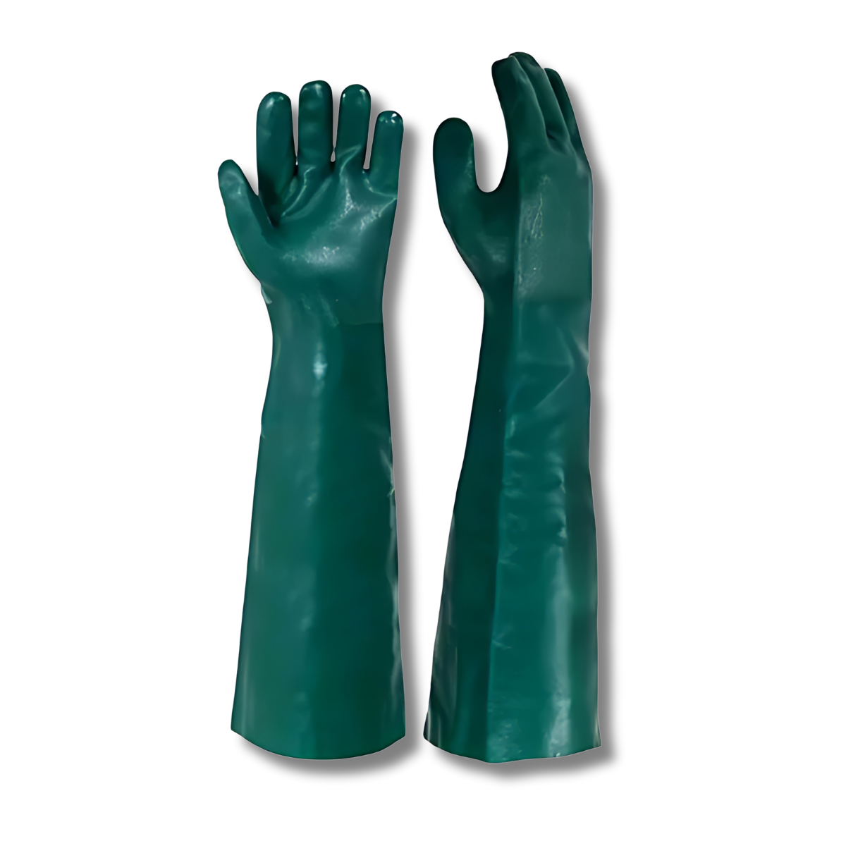 Luva de PVC Cano Longo 65cm Verde com CA Palma Áspera G