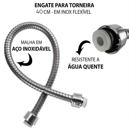 Engate Mangueira Flexível Malha Inox 1/2 Pol 40cm