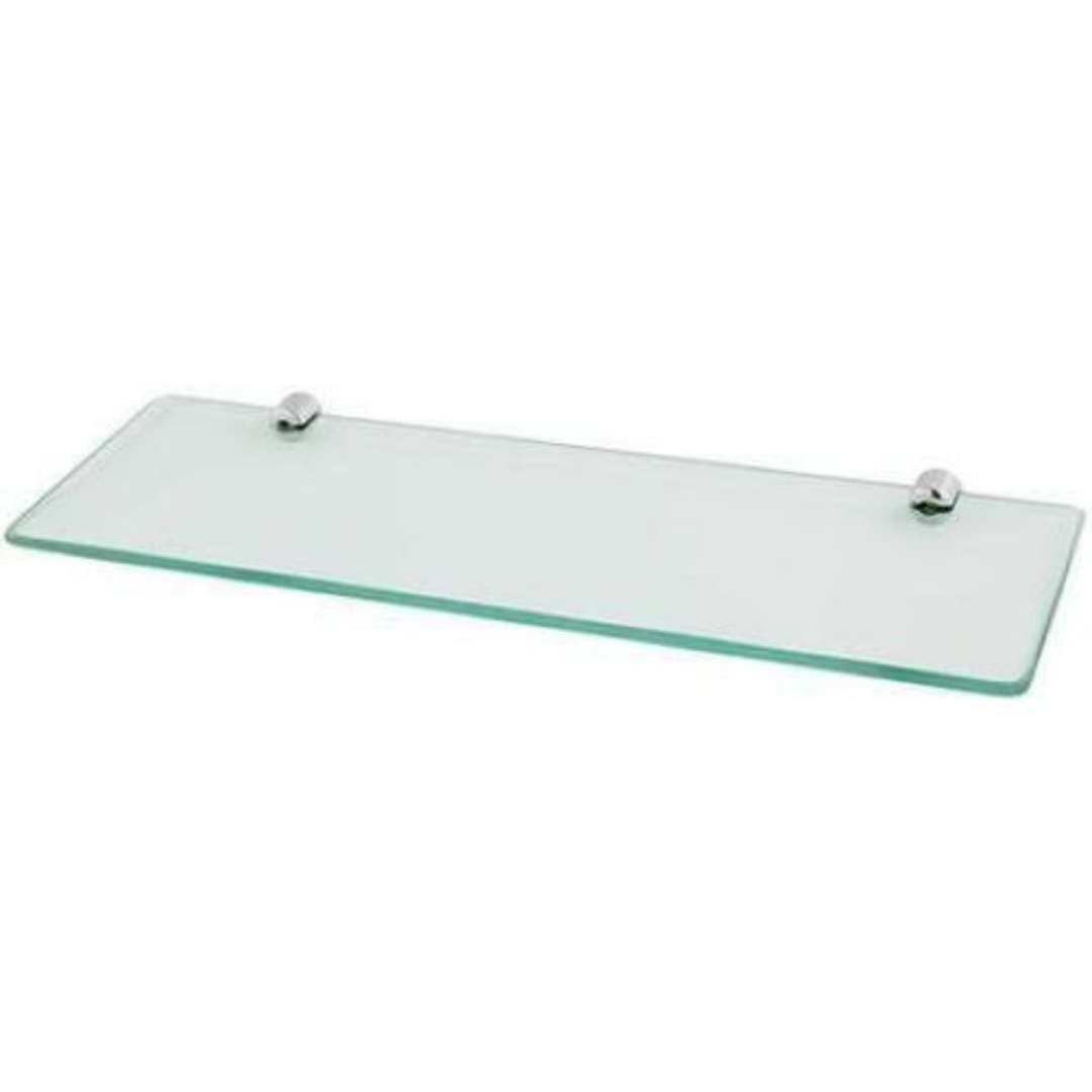 Prateleira Retangular 30cm Vidro Incolor / Pino Cromo