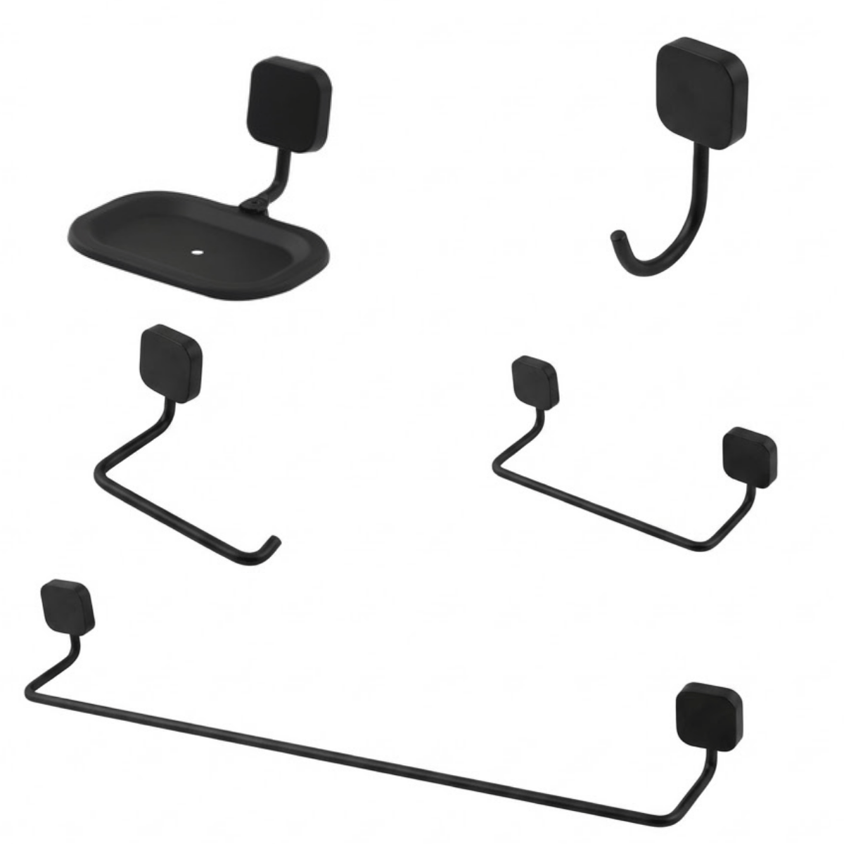 Kit Acessórios Para Banheiro 05 Peças Soft Cromado Metal com Fixação Dupla