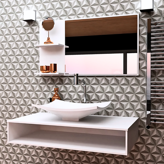 Espelheira para Banheiro 80cm MDF Branco Resistente com Prateleira