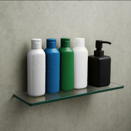 Prateleira de Vidro Incolor 30x10cm Slim - 6mm com Suporte