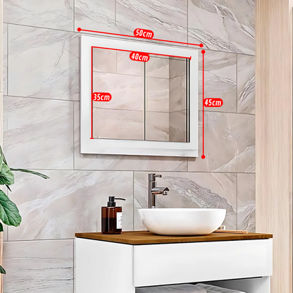 Espelheira Banheiro 50cm 100% MDF Branco Com Prateleira