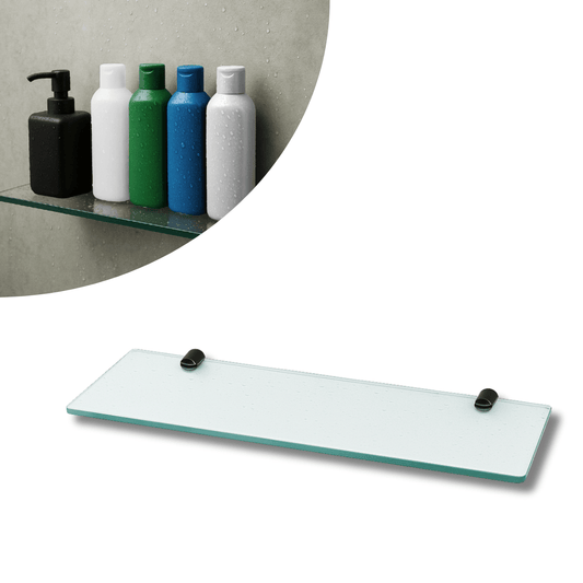 Prateleira de Vidro Incolor 30x10cm Slim - 6mm com Suporte