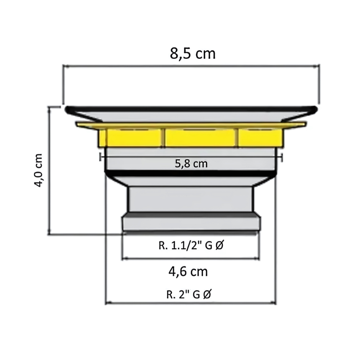 Válvula de Cozinha Inox Moderna 3"1/2 Para Cubas e Tanques
