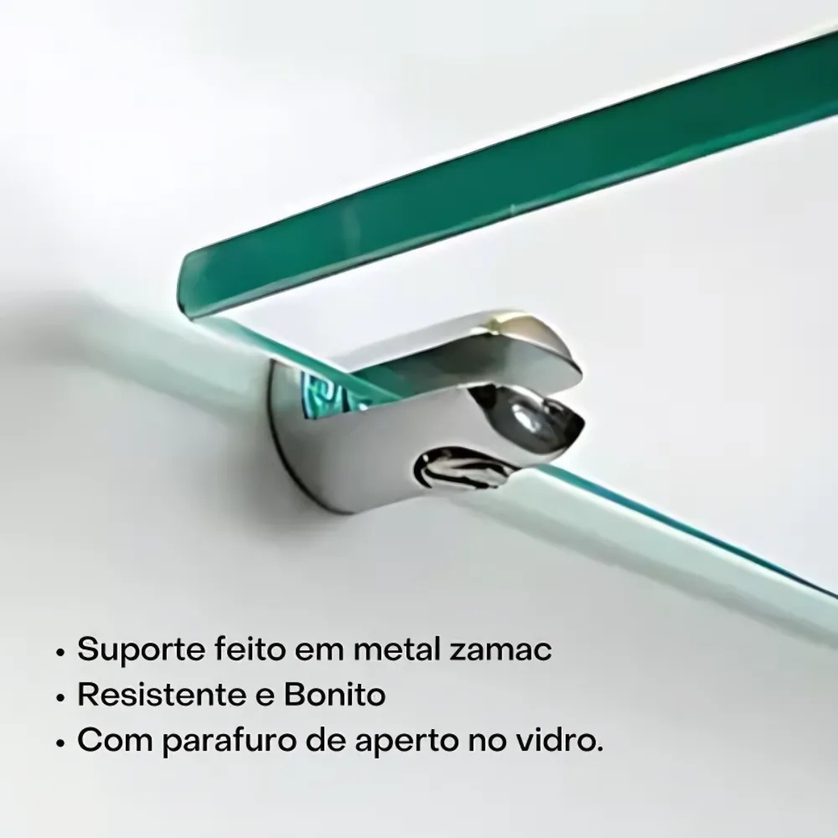 Prateleira Retangular 30cm Vidro Incolor / Pino Cromo