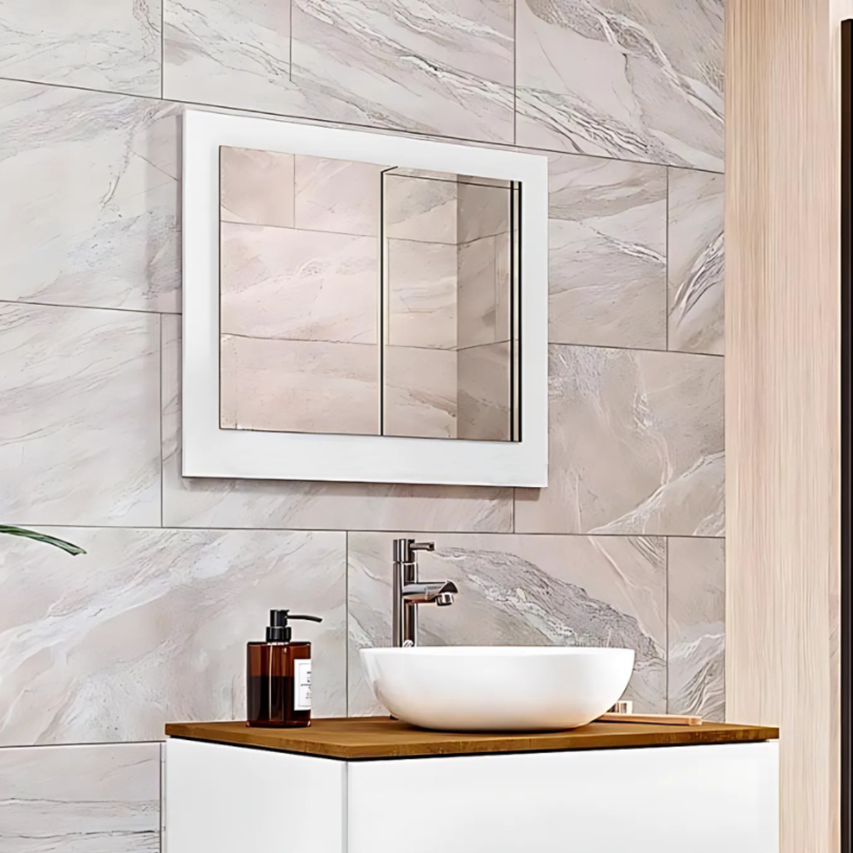 Espelheira Banheiro 50cm 100% MDF Branco Com Prateleira