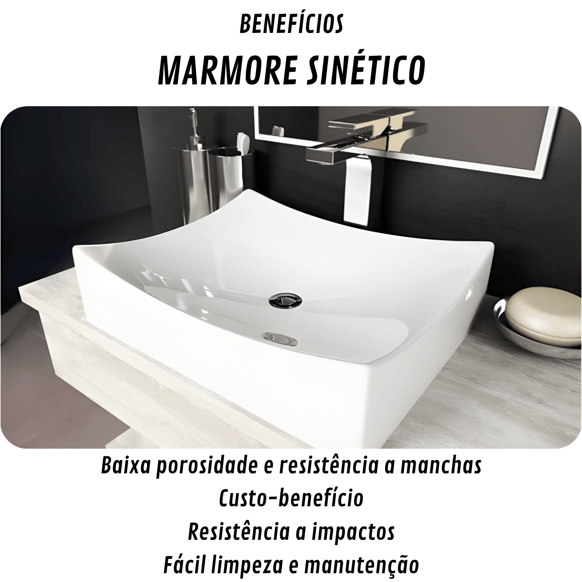 Cuba de Banheiro Mármore Sintético Pádua 45x36cm - Bruen