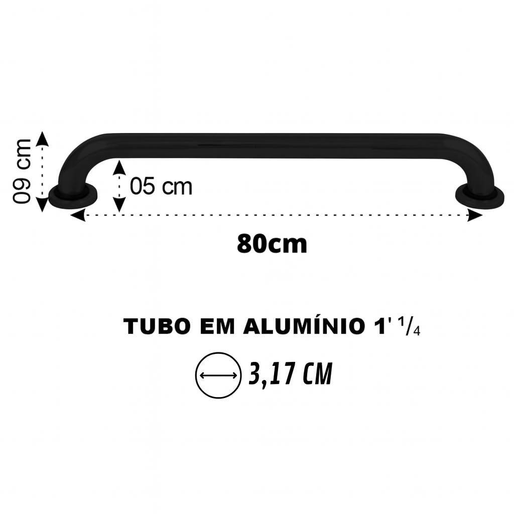 Barra de Apoio Reta Preto Fosco