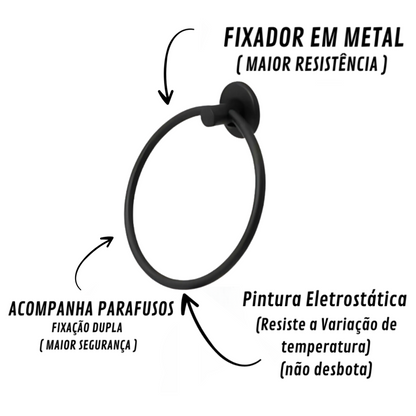 Porta Toalha Rosto Veneza Preto Fosco