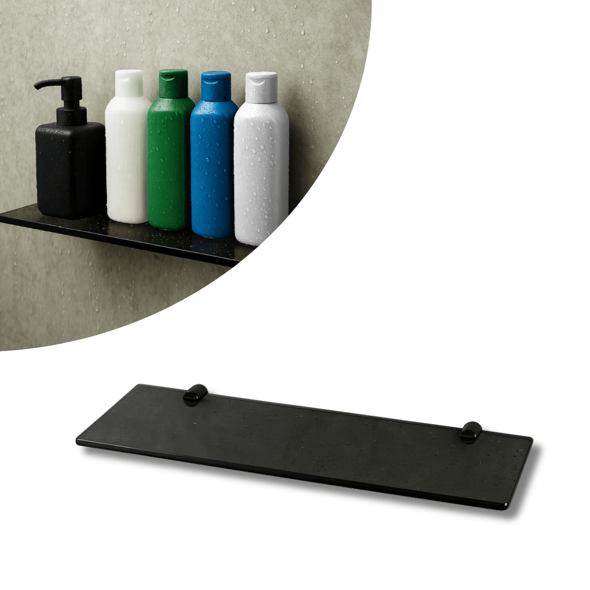 Prateleira de Vidro Fumê 30x10cm Slim - Vidro 6mm com Suporte