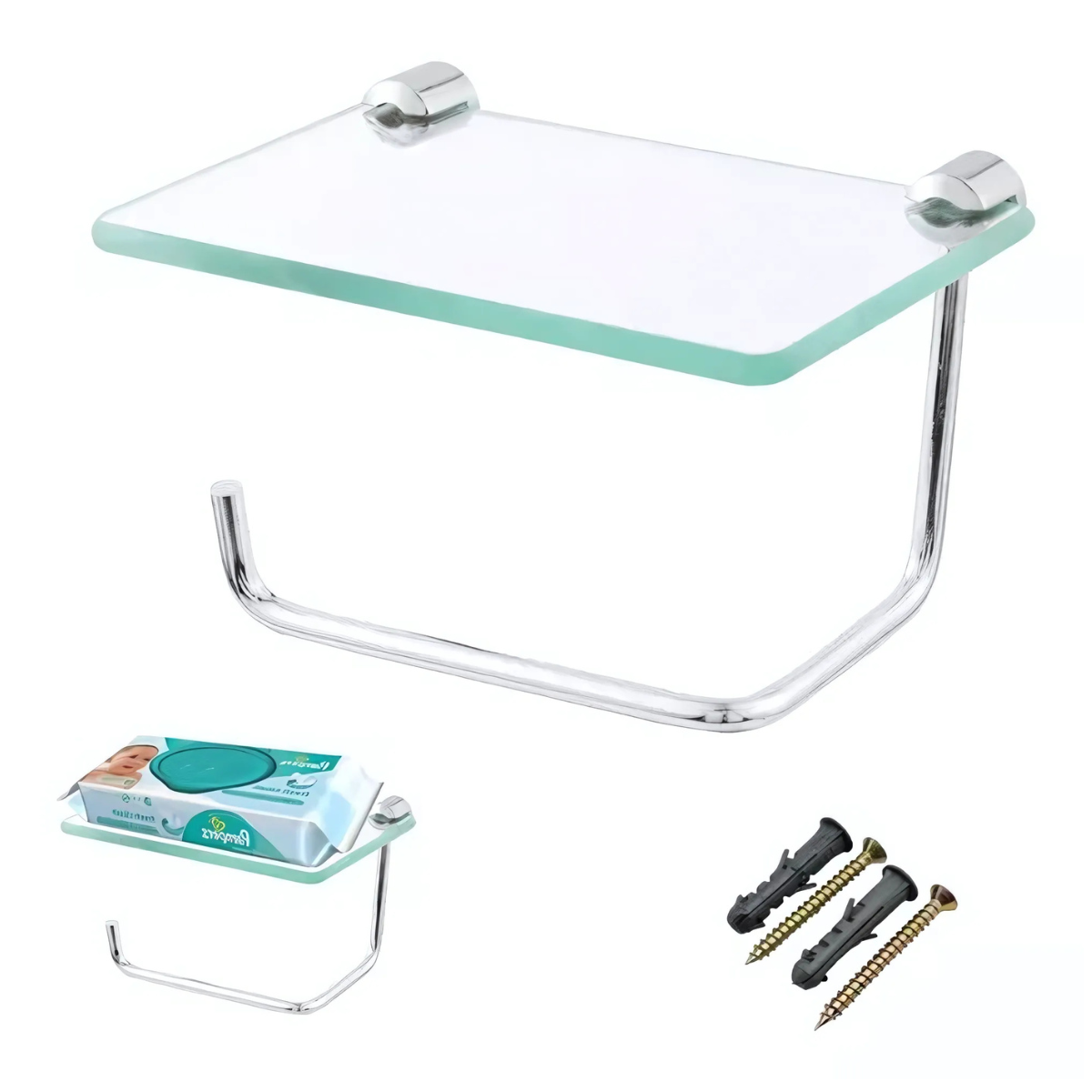 Papeleira Porta Celular Porta Objetos De Vidro p/ Banheiro