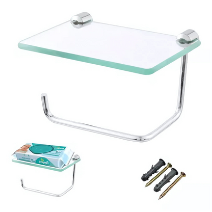Papeleira Porta Celular Porta Objetos De Vidro p/ Banheiro