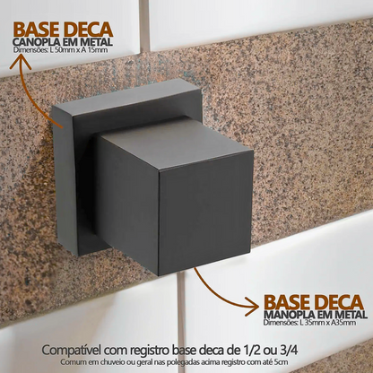 Acabamento Registro 100% Metal Quadrado Deca - Preto