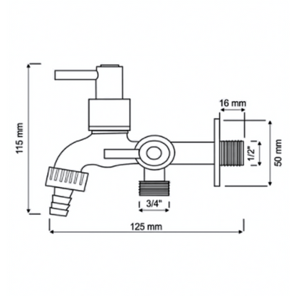 Torneira Duas Saídas para Máquina de Lavar e Tanque 1/4 Volta