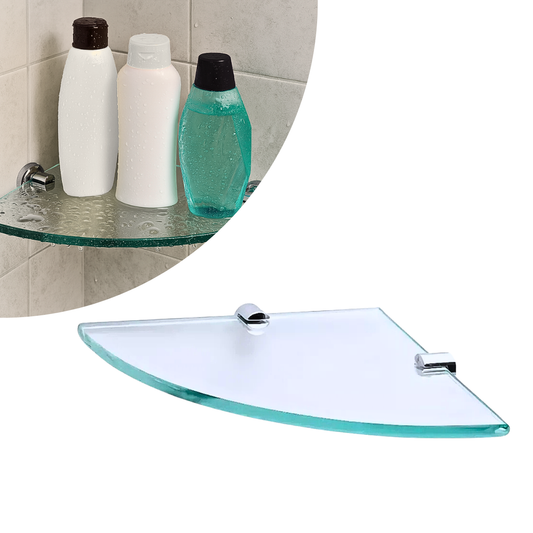 Prateleira Canto 20x20 Vidro Incolor / Pino Cromo