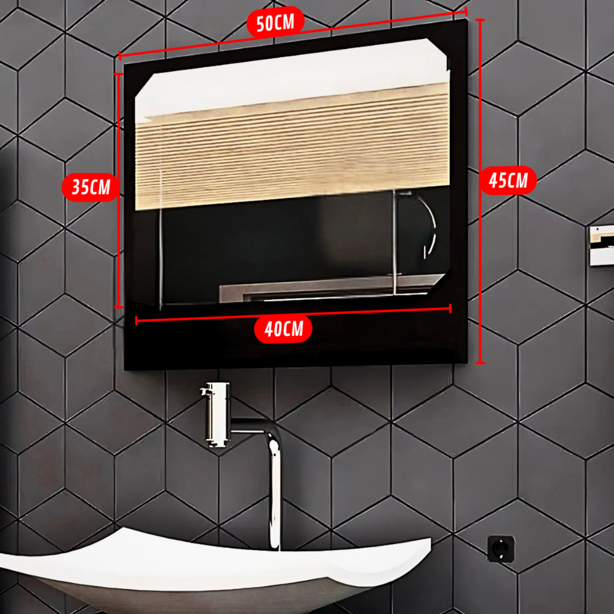 Espelheira Banheiro 50cm 100% MDF Branco Com Prateleira