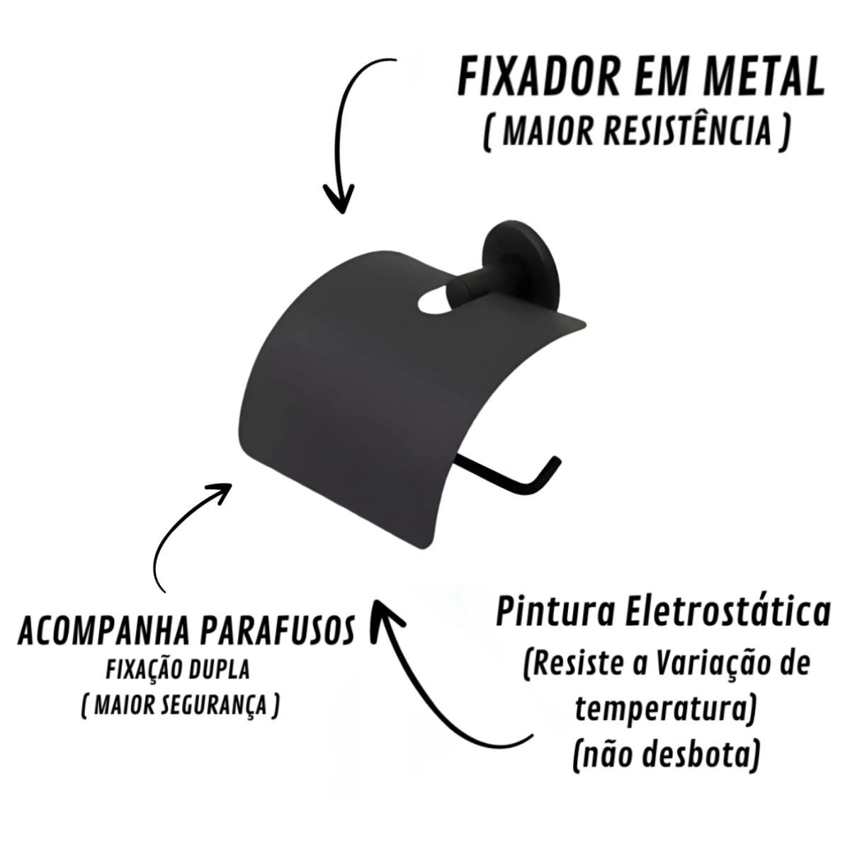 Papeleira com Tampa Veneza Preto Fosco