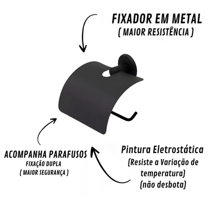 Papeleira com Tampa Veneza Preto Fosco