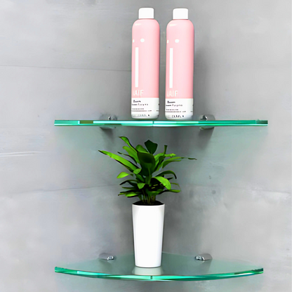 Prateleira Canto 20x20 Vidro Incolor / Pino Cromo