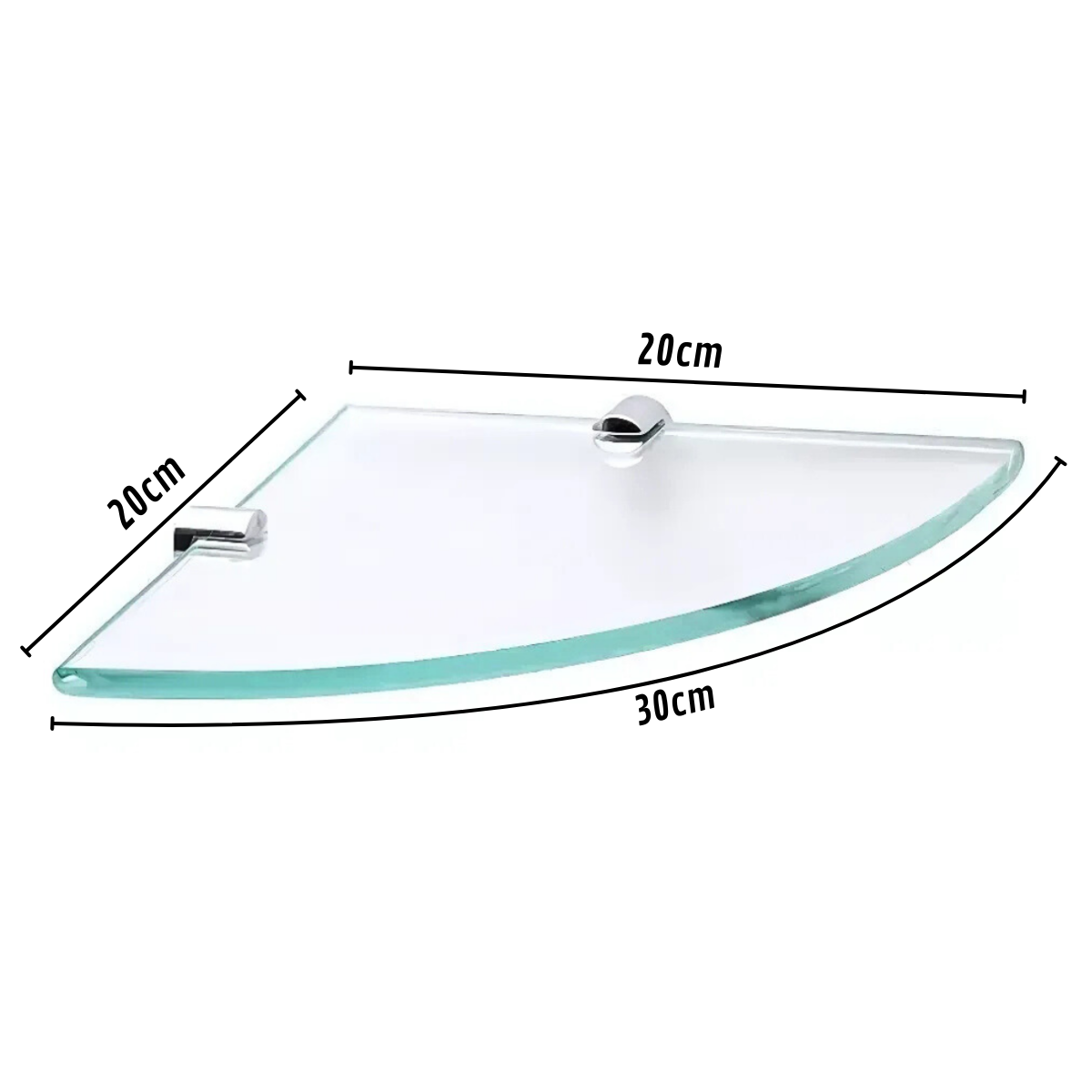 Prateleira Canto 20x20 Vidro Incolor / Pino Cromo