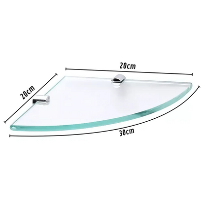 Prateleira Canto 20x20 Vidro Incolor / Pino Cromo