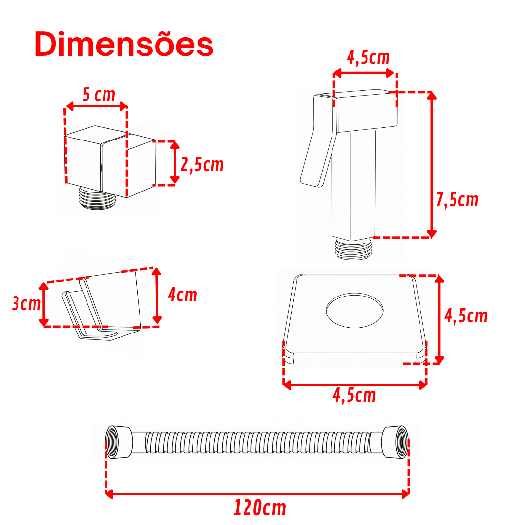 Ducha Higiênica 100% Metal Cromada