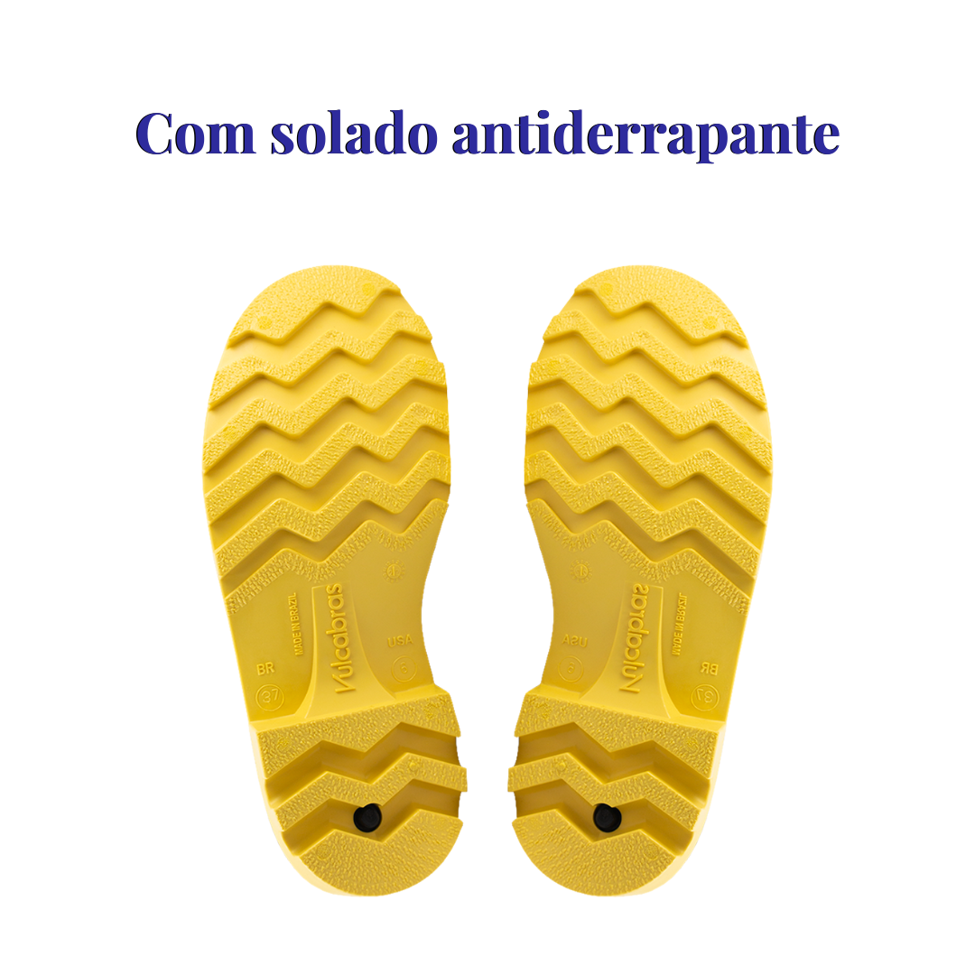 Bota de PVC Vulcabras Cano Médio Preto/Amarelo com CA