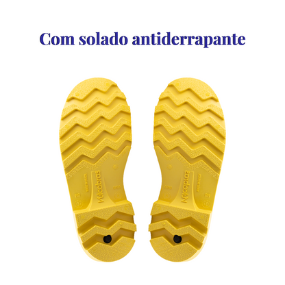 Bota de PVC Vulcabras Cano Médio Preto/Amarelo com CA