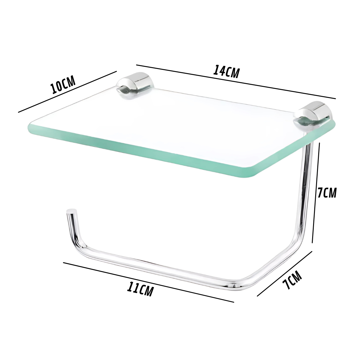 Papeleira Porta Celular Porta Objetos De Vidro p/ Banheiro