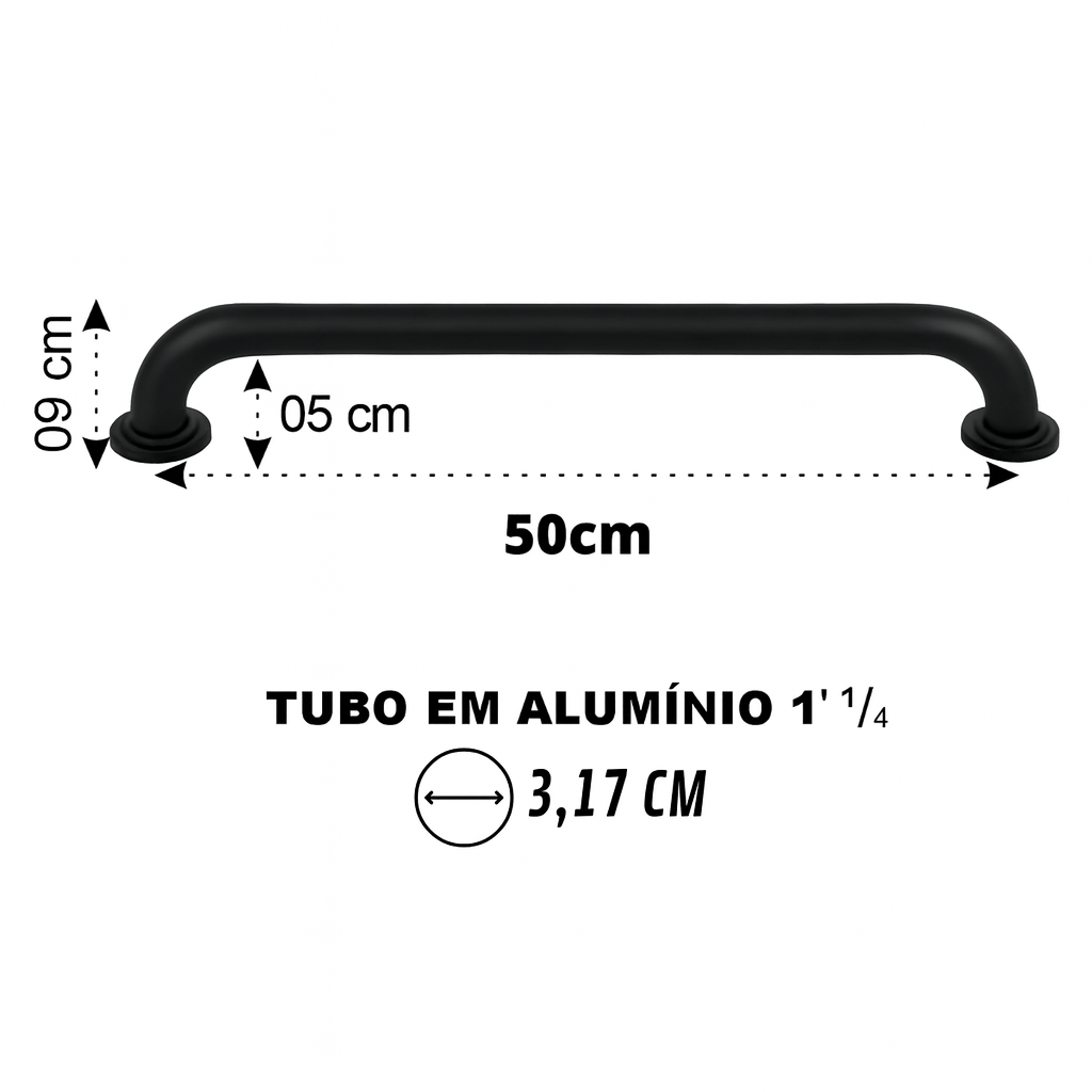 Barra de Apoio Reta Preto Fosco