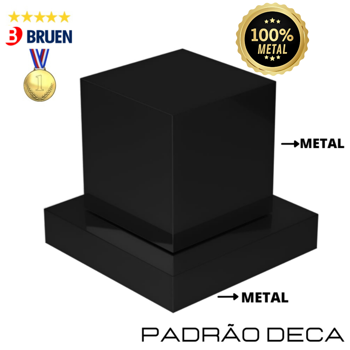 Acabamento Registro 100% Metal Quadrado Deca - Preto
