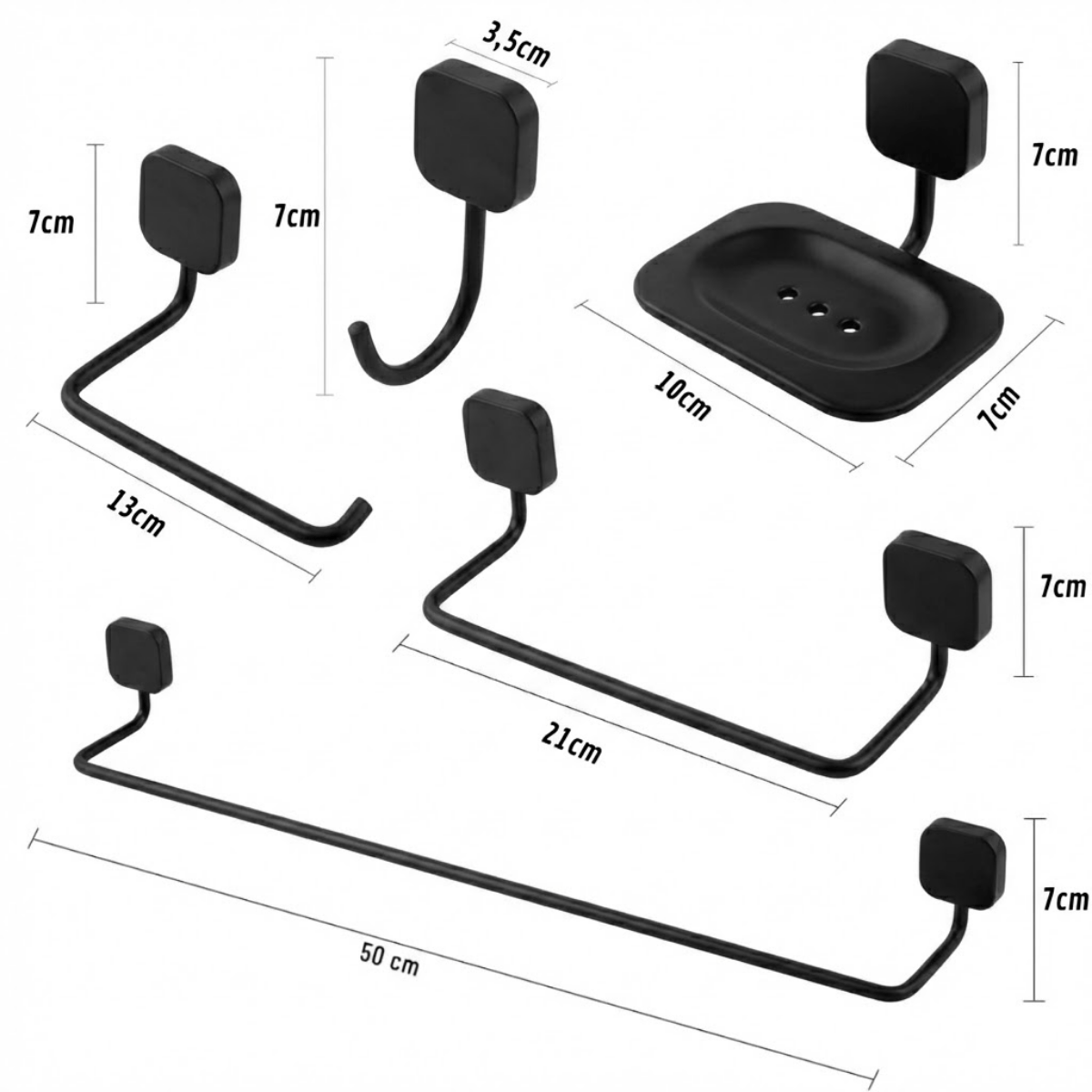 Kit Acessórios Para Banheiro 05 Peças Soft Cromado Metal com Fixação Dupla