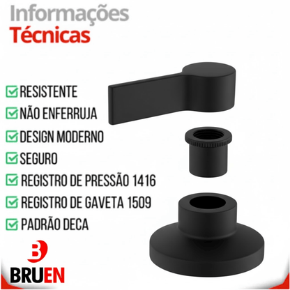 Acabamento Registro Alavanca Preto Fosco Misto Padrão Deca