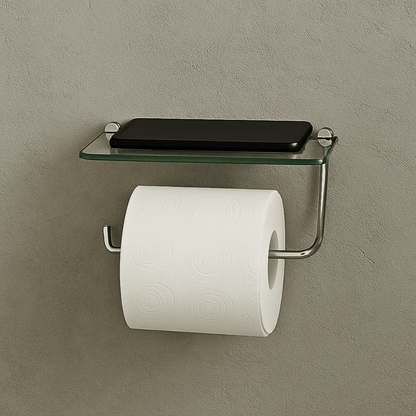 Papeleira Porta Celular Porta Objetos De Vidro p/ Banheiro