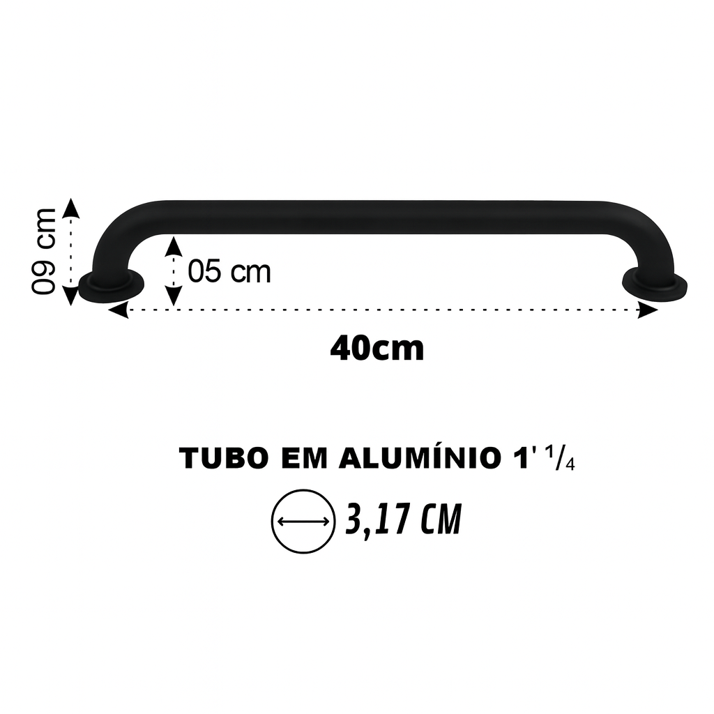 Barra de Apoio Reta Preto Fosco