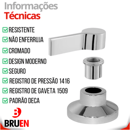 Acabamento Registro Chuveiro Alavanca Cromado Padrão Deca