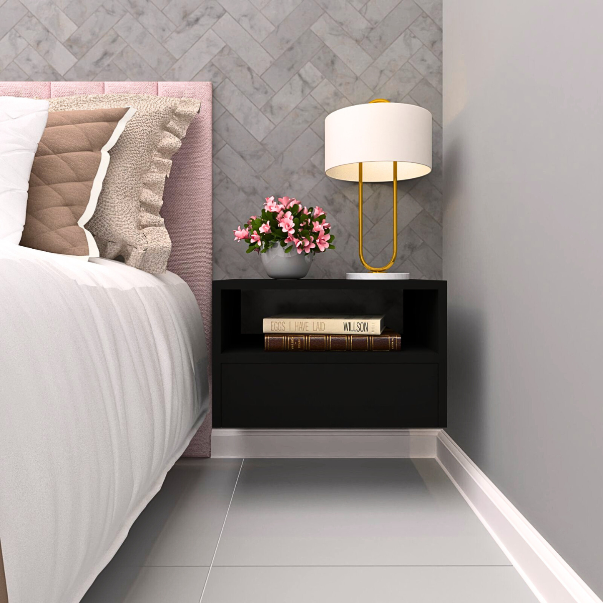 Mesa de cabeceira - Preto 40cm