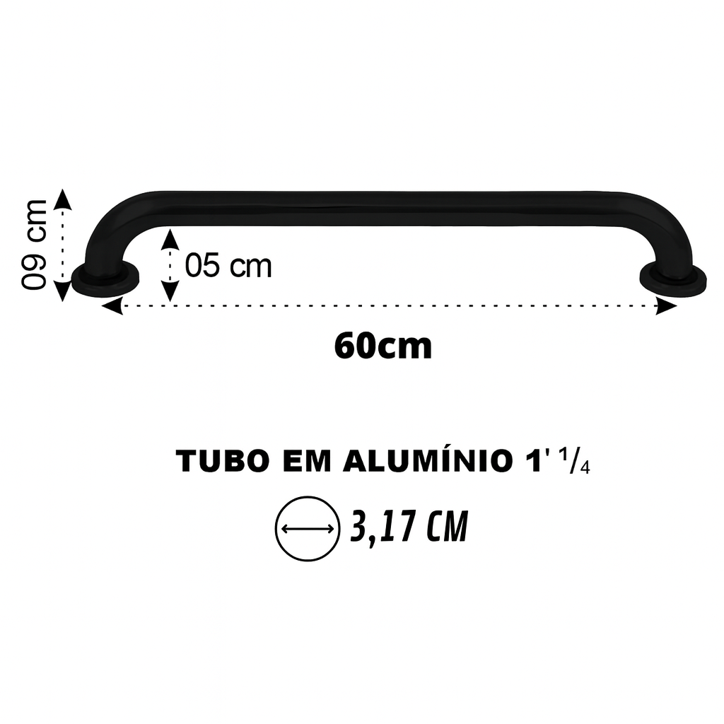 Barra de Apoio Reta Preto Fosco