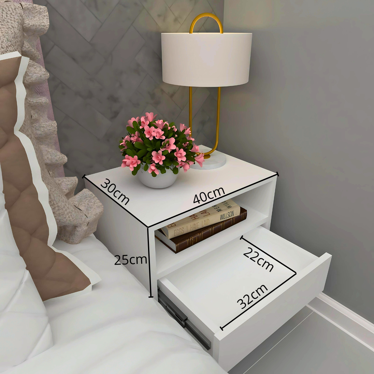 Criado Mudo Branco 40cm