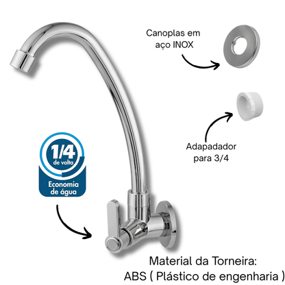 Torneira Cozinha Parede Bica Móvel 360° Bruen 1167 Cromada