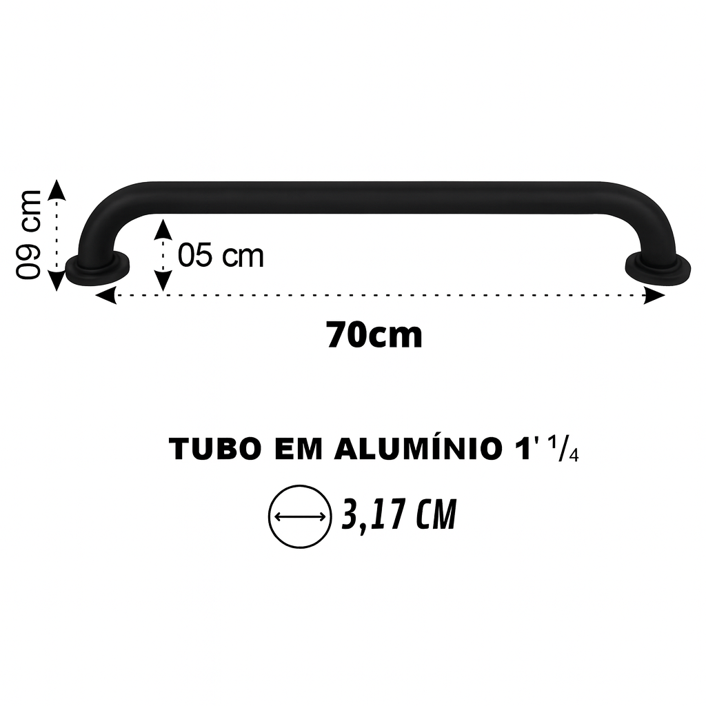 Barra de Apoio Reta Preto Fosco