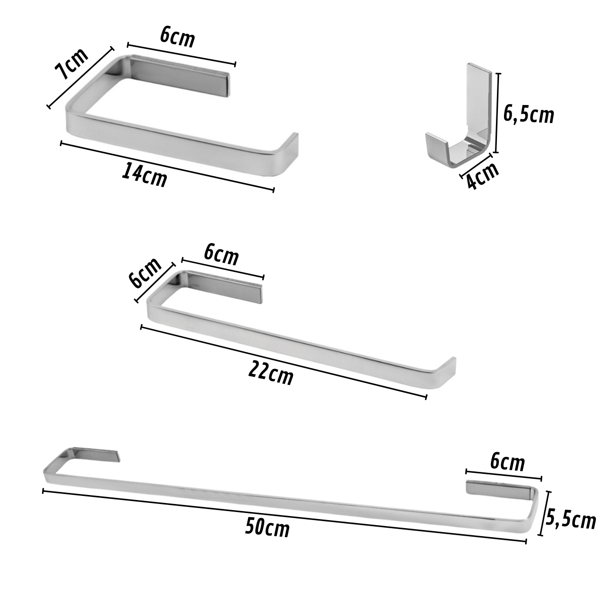 Kit 04 Acessórios Stander Square Cromado