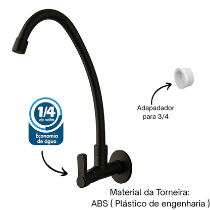 Torneira Cozinha Parede Preta Bica Móvel 360° Bruen 1167