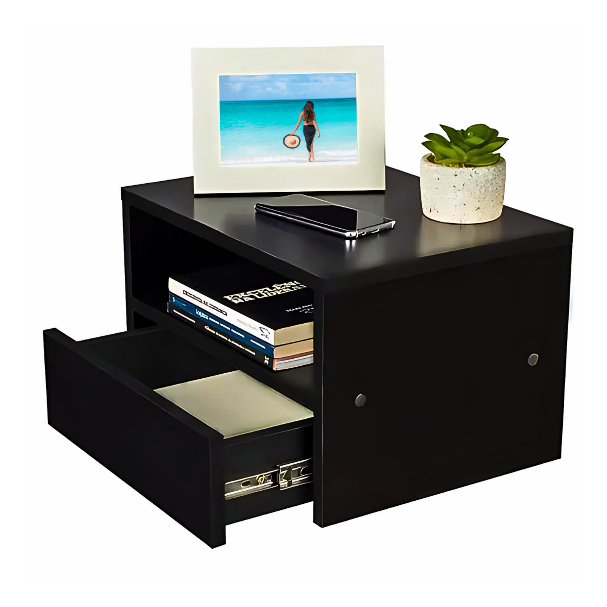 Mesa de cabeceira - Preto 40cm