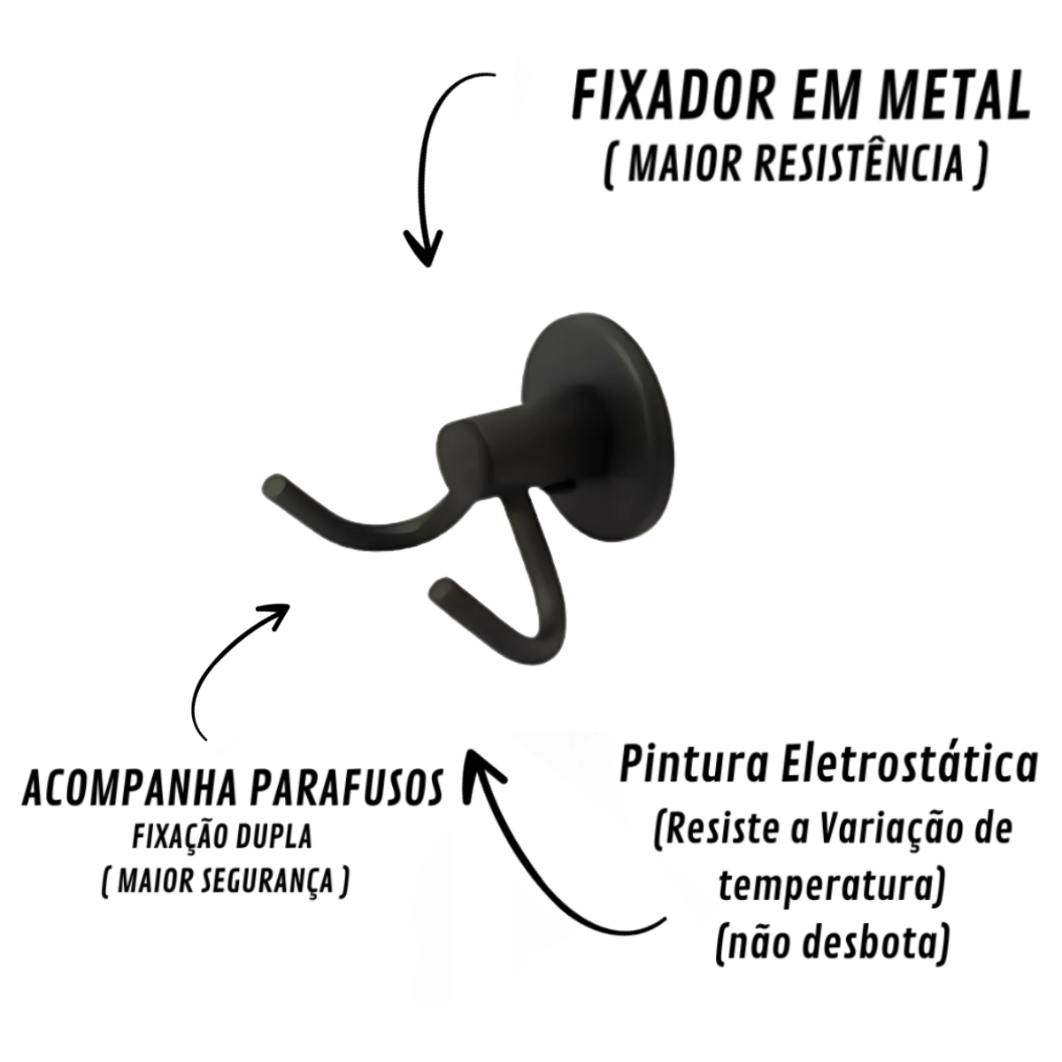 Cabide Duplo Veneza Preto