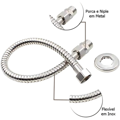 Engate Mangueira Flexível Malha Inox 1/2 Pol 40cm