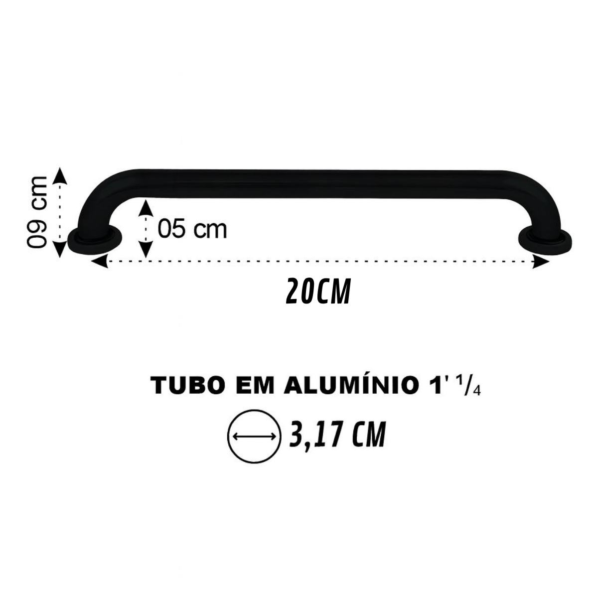 Barra de Apoio Reta Preto Fosco