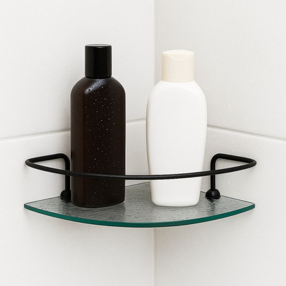 Porta Shampoo Canto Veneza Vidro Incolor - Haste Preto