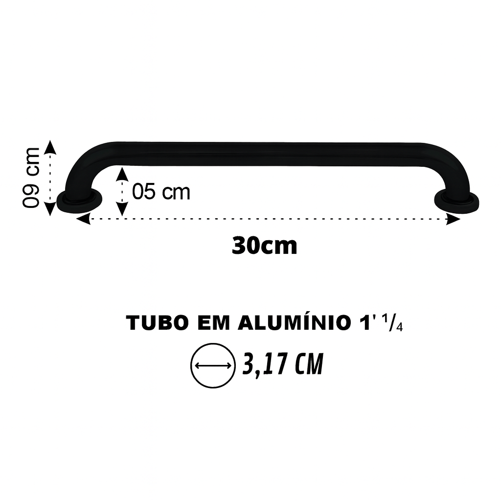 Barra de Apoio Reta Preto Fosco